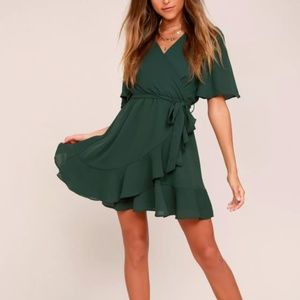 Absolute Affection Forest Green Wrap Dress